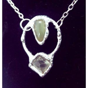 Aventurine and flourite crystal necklace handmade